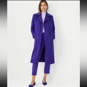 NWT - Ann Taylor - Textured Double Breasted Coat - Rich Ultraviolet - Size XS